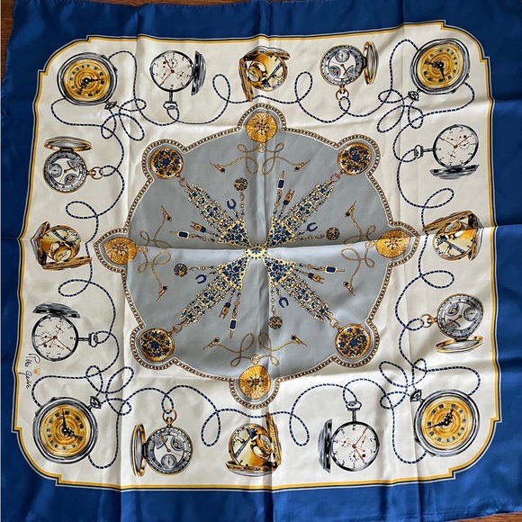 Vintage Rolex Geneva Silk Scarf 100% Silk Blue White NWOT - Picture 2 of 4